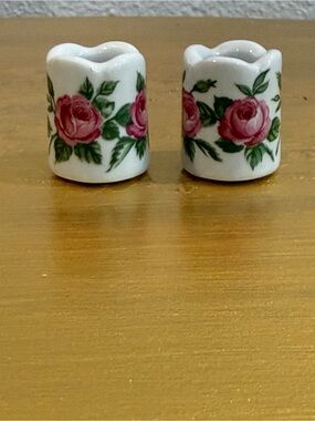 Set of 2 vintage ceramic candle holders made in Germany 1” tall